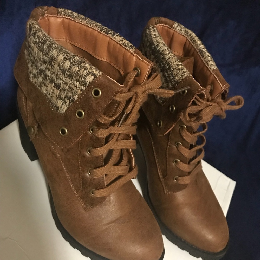 Brown heeled boots